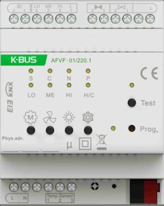 کنترل کننده فن کویل KNX مدل AFVF-01 برند GVS کنترل کننده فن کویل KNX مدل AFVF-01 از برند GVS 